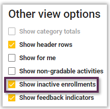 inactive enrollment option checked