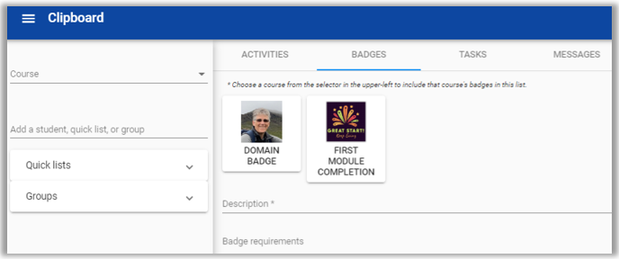 Cliboard badge view - domain badges