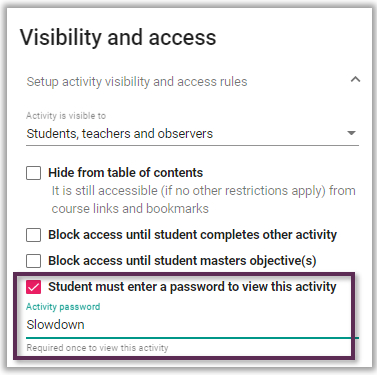 Folder settings tab - visibility section
