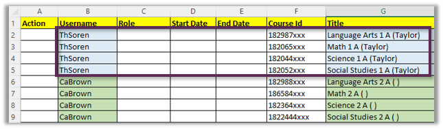 Enrollment template example of grouping enrollments by student.