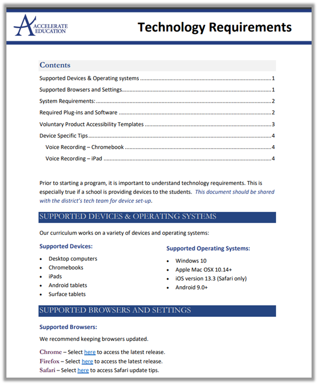Image of Technogy Requirements document